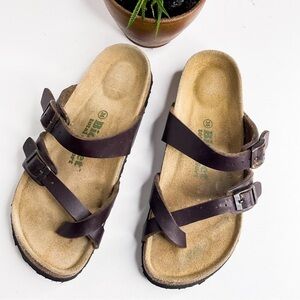 BioFeet Brown Two-Strap Cork Footbed Sandals
